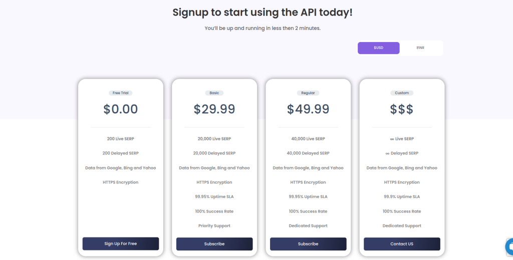 serp api pricing plans